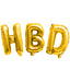 Globos Metalizados Letras HBD Plata-Dorado-Oro Rosa-Negro