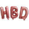 Globos Metalizados Letras HBD Plata-Dorado-Oro Rosa-Negro