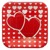 Plato Cartón Cuadrado Corazón Rojo 6" 8" x12