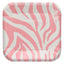 Plato Cartón Cuadrado Cebra 6" 8" Rosado x12