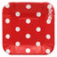 Plato Cartón Cuadrado Puntos 6" 8" Rojo x12