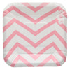 Plato Cartón Cuadrado ZigZag 6" 8" Rosado x12