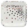 Plato Cartón Cuadrado Metalizados Puntos 6"