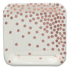 Plato Cartón Cuadrado Metalizados Puntos 6"