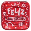 Plato Cartón Metalizado Cuadrado Feliz Cumpleaños 6"