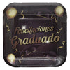 Plato Cartón Cuadrado Felicitaciones Graduado 6"