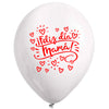 Globos Látex Biodegradables Feliz Día Mamá Blanco y Rojo