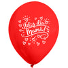 Globos Látex Biodegradables Feliz Día Mamá Blanco y Rojo