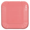Plato Cartón Cuadrado 6" 8" Rosado x12