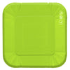 Plato Cartón Cuadrado 6" 8" Verde Limón x12