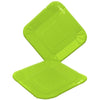 Plato Cartón Cuadrado 6" 8" Verde Limón x12