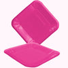 Plato Cartón Cuadrado Neón 6" 8" Fucsia x12