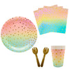 Kit Puntos Degrade (12 platos7"- 12 cubiertos- 12 vasos 8oz- 20 servilletas)