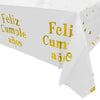 Mantel Metalizado Mate Feliz Cumpleaños Azul