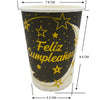 Vaso Cartón Metalizado Biodegradable Feliz Cumpleaños 9 Onzas x12