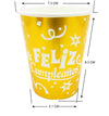 Vaso Cartón Metalizado Feliz Cumpleaños 8 Onzas x12
