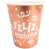 Vaso Cartón Metalizado Feliz Cumpleaños 8 Onzas x12