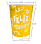Vaso Cartón Biodegaradable Metalizado Feliz Cumpleaños 8 Onzas x12