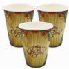 Vaso Cartón 8 Onzas Biodegradables Feliz Navidad x 12