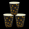 Vasos Cartón Metalizado Puntos 8 Onzas Negro Puntos Dorado