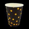 Vasos Cartón Metalizado Puntos 8 Onzas Negro Puntos Dorado