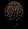 Globos Látex Biodegradables Corrientes 360° Puntos Negra Tinta Dorada y Plata