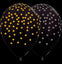 Globos Látex Biodegradables Corrientes 360° Puntos Negra Tinta Dorada y Plata