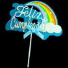 Adorno Torta Feliz Cumpleaños Arcoiris - Rosa - Azul