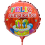 Globos Metalizados 10" Redondo Feliz Cumpleaños Ponque con Vara y Soporte