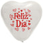 Globos Látex Biodegradables Corrientes Corazón Feliz Día Blanco y Rojo