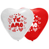 Globos Látex Biodegradables Corrientes Corazon Te Amo Rojo y Blanco