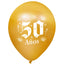 Globos Látex Biodegradables Satinado 50 Años Blanco y Dorado
