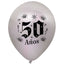 Globos Látex Biodegradables Satinado 50 Años Negro-Dorado y Plata