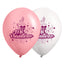 Globos Látex Biodegradables Mi Bautizo Rosado y Blanco