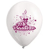Globos Látex Biodegradables Mi Bautizo Rosado y Blanco