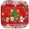 Plato Cartón Cuadrado 6" Navidad  x12