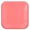 Plato Cartón Cuadrado 6" 8" Rosado x12