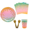 Kit Puntos Degrade (12 platos7"- 12 cubiertos- 12 vasos 8oz- 20 servilletas)