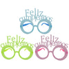 Gafas Fosforecente Redonda Feliz Cumpleaños Paquete x6