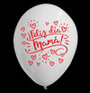 Globos Látex Biodegradables Feliz Día Mamá Blanco y Rojo