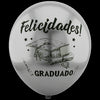 Globos Látex Biodegradables Espejo Satinado Felicidades Graduado Plata y Negro