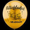 Globos Látex Biodegradables Satinado Felicidades Graduado Dorado y Negro