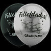 Globos Látex Biodegradables Espejo Satinado Felicidades Graduado Plata y Negro