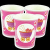 Vaso Cartón Baby Shower 8 Onzas Coche Rosado x12