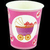 Vaso Cartón Baby Shower 8 Onzas Coche Rosado x12