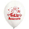 Globos Látex Biodegradables Feliz Aniversario Blanco y Rojo