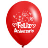 Globos Látex Biodegradables Feliz Aniversario Blanco y Rojo