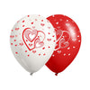 Globos Látex Biodegradables Corrientes 360° Corazones Rogo y Blanco