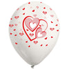 Globos Látex Biodegradables Corrientes 360° Corazones Rogo y Blanco