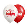 Globos Látex Biodegradables Te Quiero Mucho Blanco y Rojo